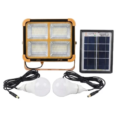 Gramstrong Republic Solar Lighting System and Power Bank, Solar Flood Light with Solar Panel and 2 Bulb, Home & Outdoor