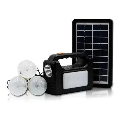 Gramstrong Mini Solar Home Lighting System Portable | Inbuilt Torch, 3 Bulbs | 3 W Solar Panel | Multi Mobile Charging Cable