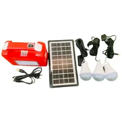 Gramstrong Solar Mini Inverter Emergency Light with 9V Solar Panel, 6V Battery, 3 x  6 W Bulbs and Cables for Home and Outdoor Use