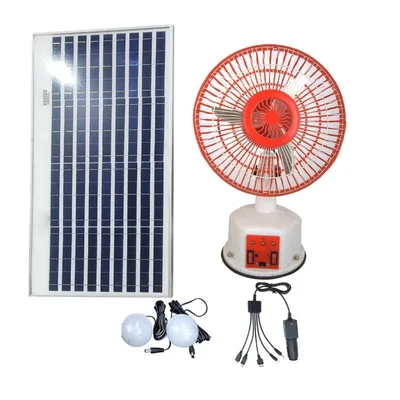 Gramstrong Solar Home System of 12 V Bulb and 12 inch Fan with 30 W Solar Panel and 5 Pin Mobile Charger (6 Month Warranty)