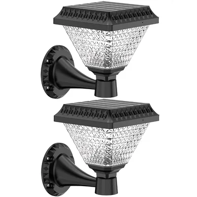 GIGAWATTS 33 LED Solar Gate Pillar Lamp 10W Brightness 1200mAh Battery ABS Garden (Pack of 2)