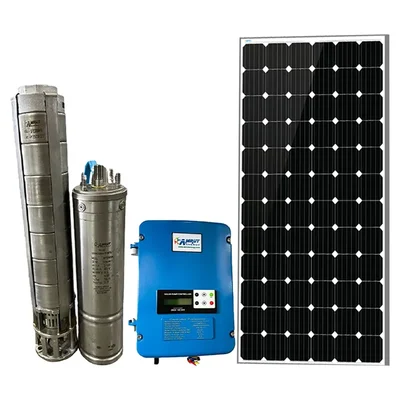 Amrut 2HP 50m Oil Filled Solar Submersible Pump With Controller & 545W Monocrystalline Solar Panel (1 Year Warranty)