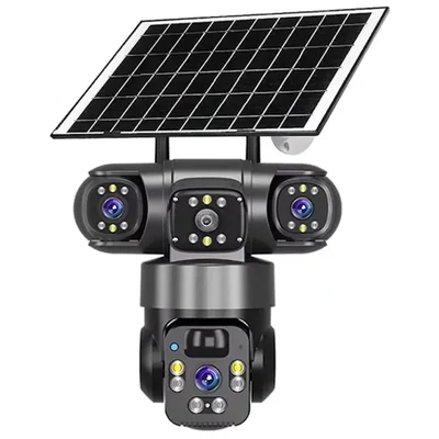 Gramstrong Republic 2MP Triple Lens Solar Camera With 5V/7W Solar Panel, Night Vision Human Detection Recording