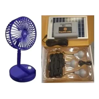 Gramstrong Republic Solar Home Light System With 1pc Basket Fan, 2pcs LED Bulb, Solar Panel & 5 m Cable(1 Year Warranty)