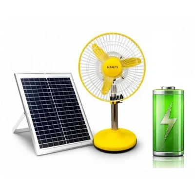 Alfalite Chetak 9" Solar Fan with Inbuilt Battery and 12V 10W Solar Panel For Home and Indoor Usage