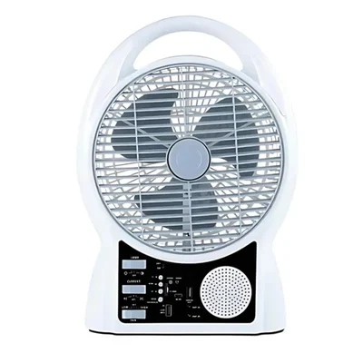 Gramstrong Republic Rechargeable Battery Operated Fan With 2 Bulbs and 1 Solar Panel and Bluetooth Speaker