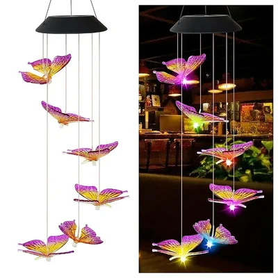 GIGAWATTS GW-515 Solar Wind Chimes with 2V Panel 600mAh Ni-MH Battery for Outdoor, Decoration, Walkway & Backyard (RGB)