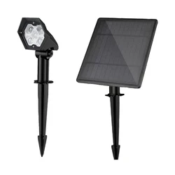 GIGAWATTS GW-193 10 LED 2 Pcs Solar Dual Spotlight with 6V Panel 1800mAh Battery for Driveway Pathway Garden (Warm White)