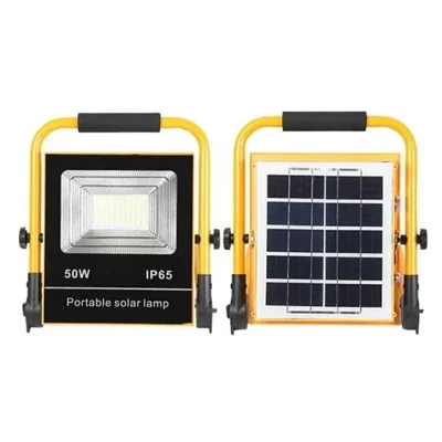 Gramstrong Solar Rechargeable Portable Waterproof Floodlight of 50W LED with 2 Charging Modes for Garden and Outdoor Use
