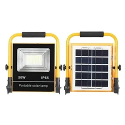 Gramstrong Solar Rechargeable Portable Waterproof Floodlight of 50W LED with 2 Charging Modes for Garden and Outdoor Use