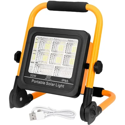GIGAWATTS Solar Flood Light 50W Smart Bright Multi-Functional Cool White for Outdoor, Emergency, Garden, Lawn & Camping