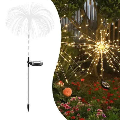 GIGAWATTS Pack of 2 Outdoor 90 LEDs Solar Firework Light 2 Lightning Modes Waterproof Lights for Patio, Lawn & Yard