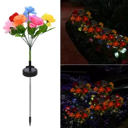 GIGAWATTS GW-914 Solar LED Rose Garden Light with 2V Panel 600mAh Battery 7 Flower Lamp for Outdoor, Lawn & Pathway 