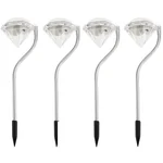 GIGAWATTS Solar Powered Diamond Light Color Changing LED Pathway Lamp for Walkway, Yard, Backyard, Lawn, Patio - Pack of 4