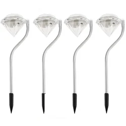 GIGAWATTS Solar Powered Diamond Light Color Changing LED Pathway Lamp for Walkway, Yard, Backyard, Lawn, Patio - Pack of 4