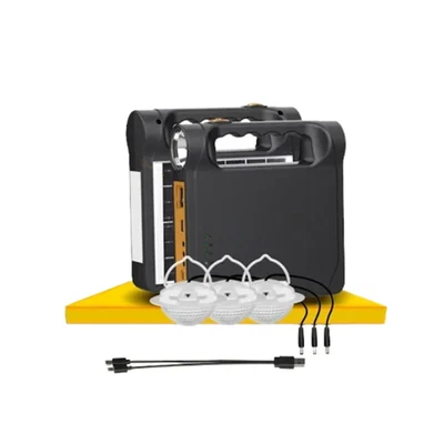 Gramstrong High Quality Rechargeable Emergency Light Kit with 3.5 watt Attached Solar Panel, 3 pcs 2 watt Bulb, 1 pc 2-in 1 Cable