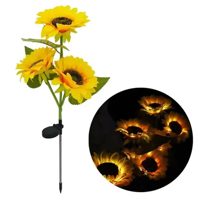 GIGAWATTS GW-918 30 LED 3 Sunflower Solar Light 600mAh Battery BIS Approved with 2V Panel for Garden, Pathway & Outdoor