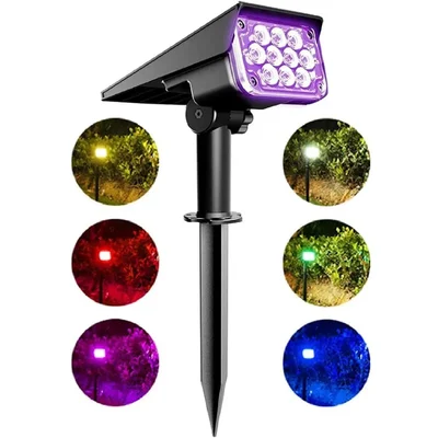 GIGAWATTS GW-704 Solar Light RGB LED Landscape Spotlight with 5.5V/2W Panel 3.7V/2000mAh Lithium Battery for Outdoor Usage