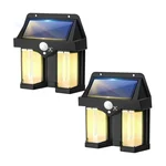 GIGAWATTS Outdoor Solar Wall Lamp Dual Core Wireless IP65 Waterproof for Patio, Fence, Garage, Decorative (Pack of 2)
