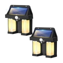 GIGAWATTS Outdoor Solar Wall Lamp Dual Core Wireless IP65 Waterproof for Patio, Fence, Garage, Decorative (Pack of 2)