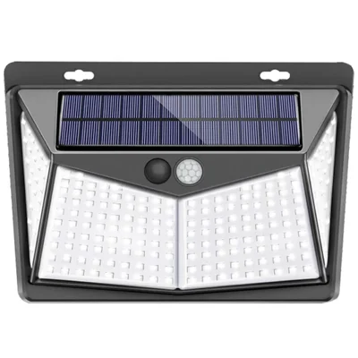 GIGAWATTS GW-613 208 LED Solar Wall Light with 5.5V Panel Sensor 1200mAh Li-ion Battery for Yard & Outdoor (Cool White)