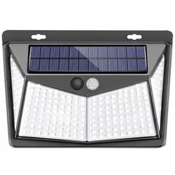 GIGAWATTS GW-613 208 LED Solar Wall Light with 5.5V Panel Sensor 1200mAh Li-ion Battery for Yard & Outdoor (Cool White)