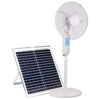 GIGAWATTS HYD-SF9956 20W Solar Pedestal Fan 16” Portable with 8000mAh Battery High Power Air Delivery (White & Blue)