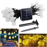 Premium Quality Solar LED Lights, 30 LED 20 Ft, Warm White Color, Copper Wire, Crystal Ball Type String Fairy Light 