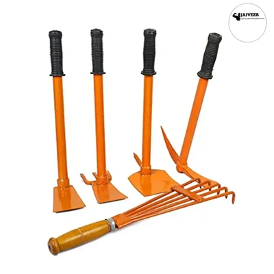 Jaiveer Garden Tools Set of a Spade, Pronged Hoe, Pickaxe, 3-Pronged Hoe, Multi Tine Cultivator | 5 Tools
