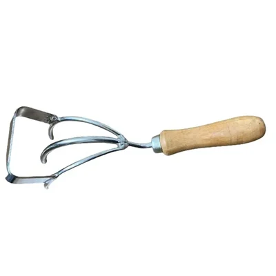 Global Nature Agro 2-in-1, 3 Tine Culti-Weeder With Short Wooden Handle, For Garden, Home & Farm