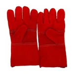 Heavy Duty Split Leather Safety Gloves Red, High Heat Resistant Welding Gloves, 14 Inch Gauntlet Cuff