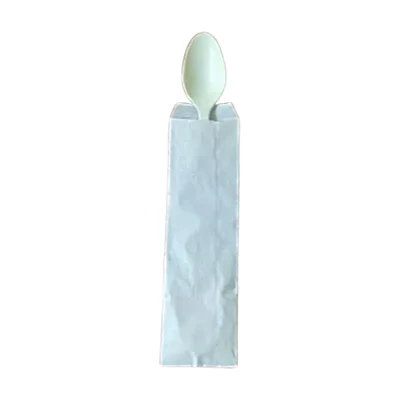 6-Inch (150mm) Eco-Friendly Cornstarch Spoons With Paper Pouch | Heavy Duty & Compostable ideal for Events & Home(Pack-Pack of 100 Pcs)