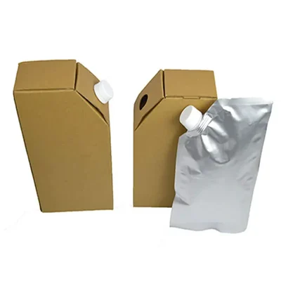50 Pcs, 1000ml Aluminium Spout Pouch with Cardboard Outer Container for Delivery, Takeaway