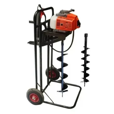 Sprayman 68 CC Stand Trolley Earth Auger with 4 & 6 Inch Bits | 2 Stroke Post Hole Digger SEA-7000PT