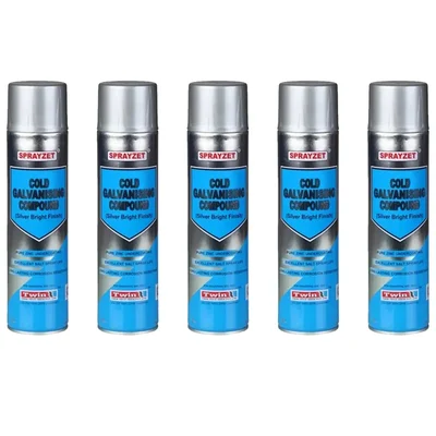 5 Pack of Sprayzet (700ml x 5pcs) Cold Galvanising Compound to Prevent Rust Caused Leakages