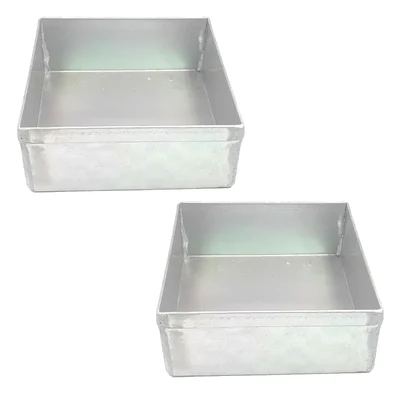 Combo of 6 Inch and 7 Inch Aluminium Square Cake Baking Mould/Pan Tray,2.25 Inch Deep