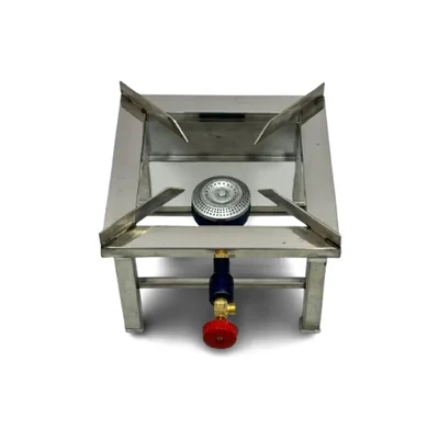 Gurubhai Square Catering Burner 10 x 10 inch with Stainless Steel Body and Rubber Grip