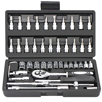 Honiton 46 pc, 1/4 th square drive socket and socket bit set. 