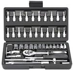 Honiton 46 pc, 1/4 th square drive socket and socket bit set. 
