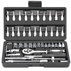 Honiton 46 pc, 1/4 th square drive socket and socket bit set. 