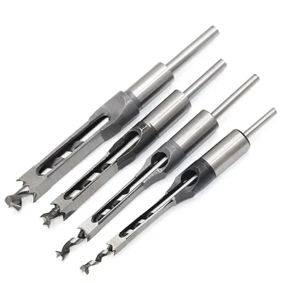 Premium Quality 4 Pcs 6mm-12.7mm Woodworking Square Hole Drill Bit Set for Wood Mortising Machine