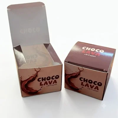 Square Choco Lava Cake Box 3x3x2.75 Inch, SBS Board Premium Bakery Packaging(Pack-50 pcs)