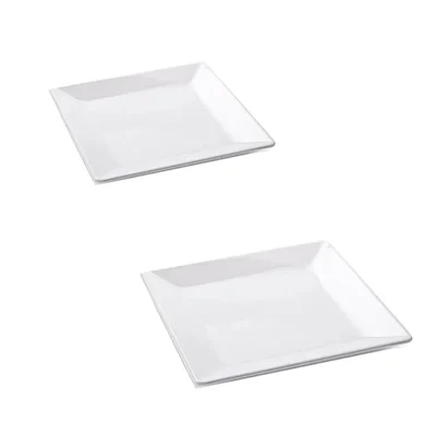 White Melamine Square Platter Set, Size 12 inch & 14 inch, Serving Dish for Restaurant, Outdoor Dining