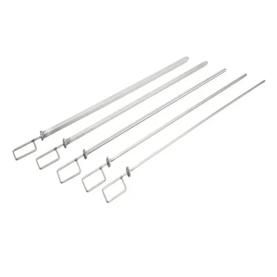 Pack of 6 | 24.75X0.375 inch SQUARE TANDOOR SKEWERS- ELECTRO POLISH STAINLESS STEEL with 8 MM