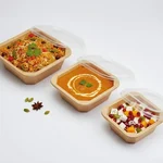750ml Disposable Square Kraft Paper Food Box with Lid 150x150x55mm Fast Food Container for Restaurant Delivery