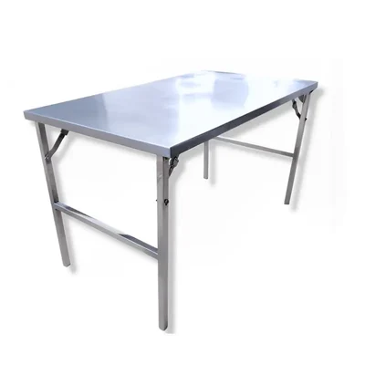Lifetime Heavy Duty 46x27x28 inch Stainless Steel Rectangle Folding Table for Multipurpose Uses (Glossy, Pre-assembled)