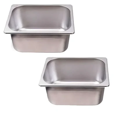 Premium Quality Stainless Steel 1/2 200mm Depth GN Pan 32 cm diameter 12 L Capacity (Pack of 2)