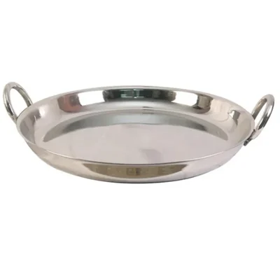 Heavy Duty Stainless Steel 18 inch Curve Border Jalebi Kadhai Wok, 3 MM Thickness