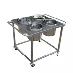 Vinayak Machines Commercial 4 Pot Stainless Steel Food Trolley