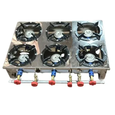 Commercial 6 High Flame Gas Burner With Stainless Steel Body and Sturdy Pan Support